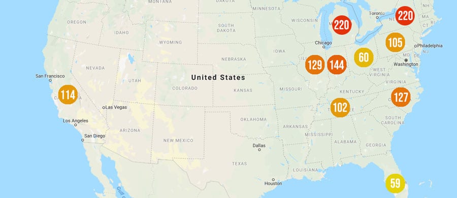 map of top 10 meth states in US